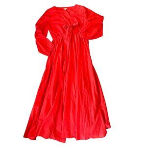 J.Crew Tie-Front Cotton-Voile Maxi Dress Neon Poppy M